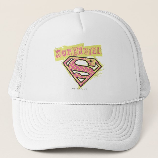 Gorra De Camionero Logo de Supergirl Grunge Rosa (Anverso)