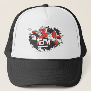 Gorra De Camionero Logo de Tom Black and Red