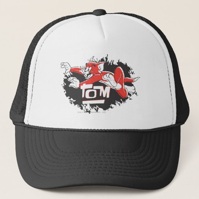 Gorra De Camionero Logo de Tom Black and Red (Anverso)
