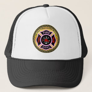 Gorra De Camionero Logo del Departamento de Bomberos Insignia Negra y