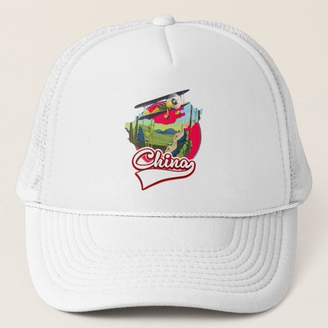 Gorra De Camionero Logo del mapa de viajes de China (Anverso)