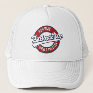 Gorra De Camionero Logo del viajero mundial Noruega como mochilero.