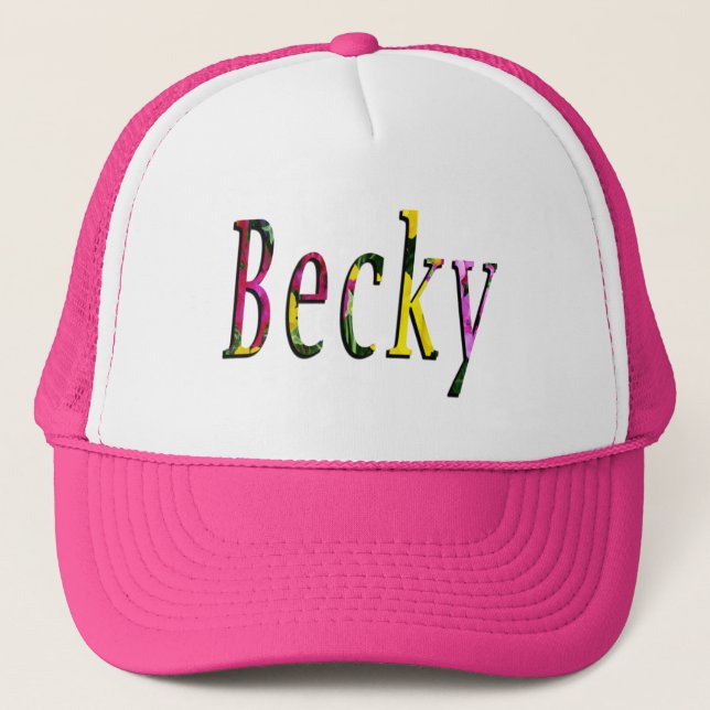 Gorra De Camionero Logo Floral Becky Name, (Anverso)
