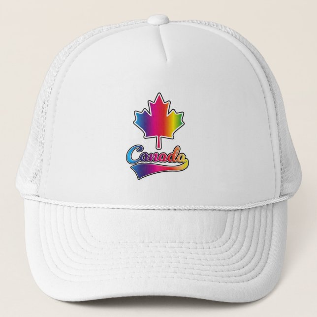 Gorra De Camionero logotipo de arcoíris del orgullo de Canadá (Anverso)