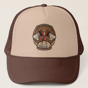 Gorra De Camionero Logotipo de dibujos animados de escudo vikingo