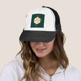 Gorra De Camionero Logotipo de hexágono de crema decorativo sobre un