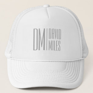 Gorra De Camionero Logotipo de iniciales y nombre gris minimalista y