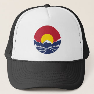 Gorra De Camionero Logotipo de la puesta del sol de la montaña rocosa