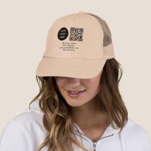 Gorra De Camionero Logotipo de negocio moderno rosado de QR Code en l