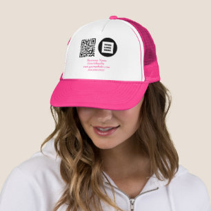 Gorra De Camionero Logotipo de negocio moderno rosado de QR Code en l