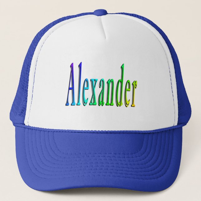 Gorra De Camionero Logotipo de nombre de Alexander colorido, (Anverso)