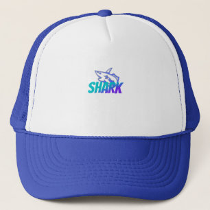 Gorra De Camionero Logotipo de tiburón con gradiente fiero   Océano a