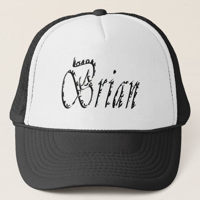 Gorra De Camionero Logotipo del nombre Brian en blanco y negro, (Anverso)