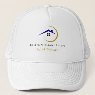 Gorra De Camionero logotipo personalizado blanco y dorado de inmobili