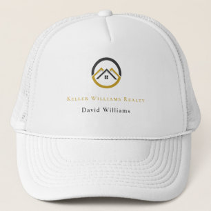 Gorra De Camionero Logotipo personalizado blanco y dorado de inmobili