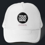 Gorra De Camionero Logotipo personalizado y béisbol de texto<br><div class="desc">Crea tu propio sombrero de camionero corporativo. Nuestra elegante y contemporánea plantilla viene en una variedad de colores, ofreciendo opciones completas de personalización para mostrar su logotipo de negocio, fotografía o imagen elegida. Mejora la personalización añadiendo tu nombre, lema de la empresa o apodo, identificador promocional de Instagram o cualquier...</div>