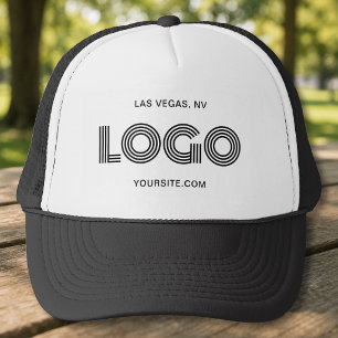 Gorra De Camionero Logotipo rectangular moderno blanco y negro