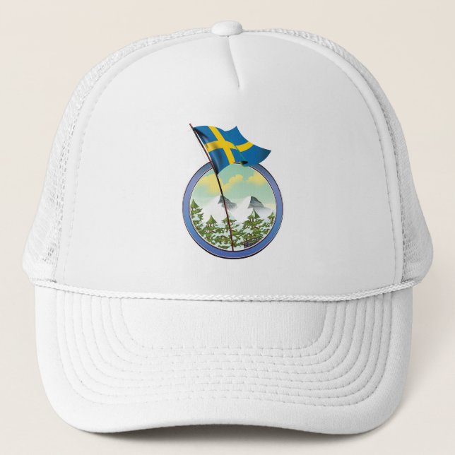 Gorra De Camionero logotipo retro de Suecia (Anverso)