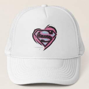 Gorra De Camionero Logotipo rosado de Supergirl en corazón
