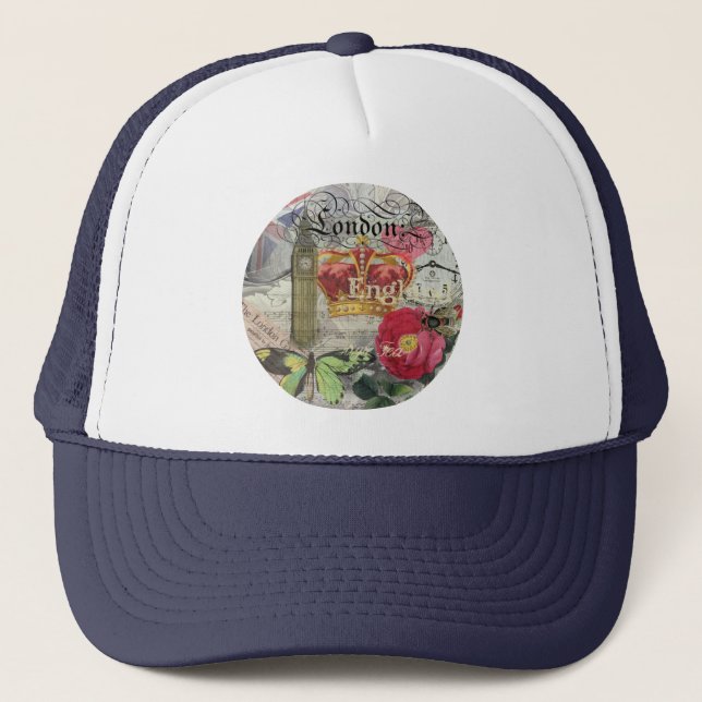 Gorra De Camionero Londres Inglaterra Viaje Viaje Arte Viejo Europa (Anverso)