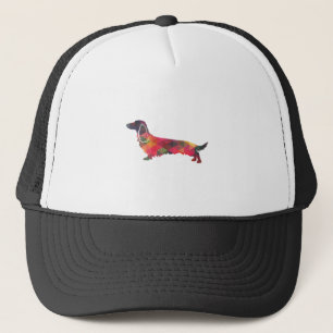 Gorra De Camionero Long Haired Dachshund Geo Silhouette Multi