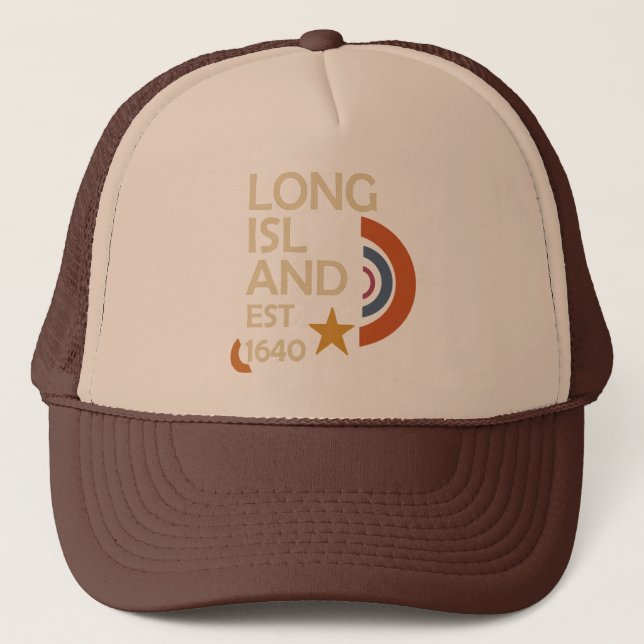 Gorra De Camionero Long Island 1640 - Retro Starburst (Crema y óxido) (Anverso)