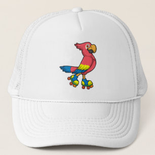 Gorra De Camionero Loro como patinador con patines de patinaje