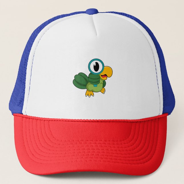 Gorra De Camionero Loro con vidrio de aumento (Anverso)