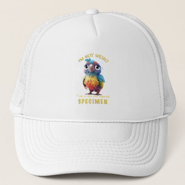 Gorra De Camionero Loro No soy raro, soy raro, raro y gracioso (Anverso)