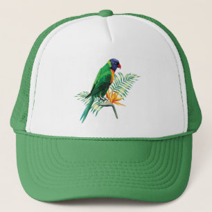 Gorra De Camionero Loro Y Flor