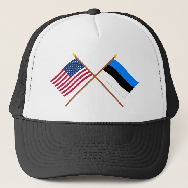 Gorra De Camionero Los E.E.U.U. y banderas cruzadas Estonia (Anverso)