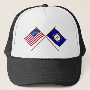 Gorra De Camionero Los E.E.U.U. y banderas cruzadas Kentucky