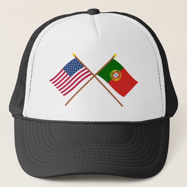 Gorra De Camionero Los E.E.U.U. y banderas cruzadas Portugal (Anverso)