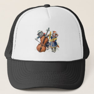 Gorra De Camionero Los gatos tocan el violoncelo y los platillos en