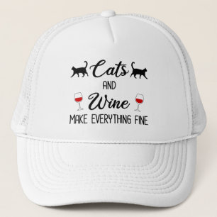Gorra De Camionero Los gatos y el vino hacen que todo esté bien