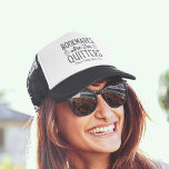 Gorra De Camionero Los Marcadores Son Para Quitters Personalizados Bo<br><div class="desc">Este lindo diseño de nerds para los amantes de los libros, las lombrices, los autores, los escritores, los amigos de los clubs de libros o los ávidos lectores presenta la graciosa cita "Los marcadores son para los quitters" con dos pequeños ilustraciones de libros. Personalice con una línea de texto personalizado...</div>