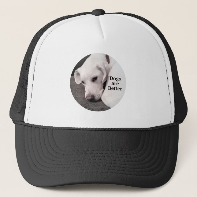 Gorra De Camionero Los perros son mejor foto de un morado negro blanc (Anverso)