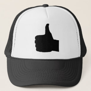 Gorra De Camionero Los pulgares suben el gesto, blanco detrás