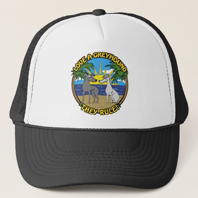GORRA DE CAMIONERO LOVE A GREYHOUND THEY RULE! (Anverso)