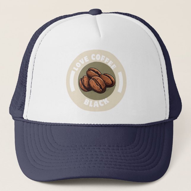 Gorra De Camionero Love Coffee Black (Anverso)