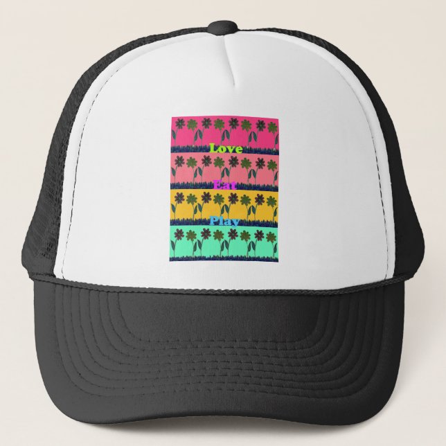 Gorra De Camionero Love Eat Play Art Print (Anverso)