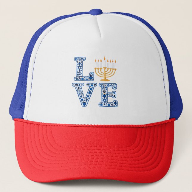 Gorra De Camionero Love Hanukkah Jewish Holiday Menorah (Anverso)
