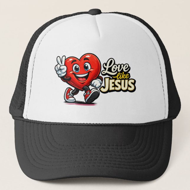 Gorra De Camionero Love like JESUS - Heart - Christian (Anverso)