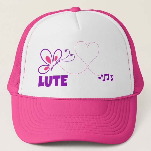 Gorra De Camionero Love Lute Pink Purple Butterfly Heart (Anverso)