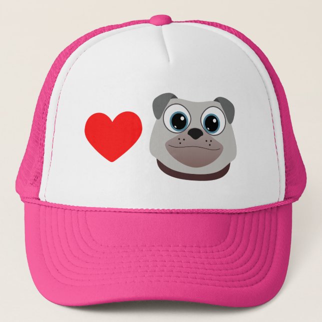 Gorra De Camionero Love Pugs (Anverso)