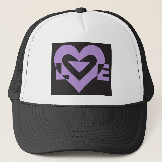 Gorra De Camionero Love Purple on Black (Anverso)