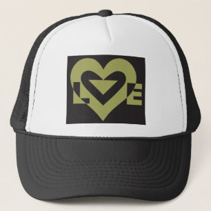 Gorra De Camionero Love Sage Green sobre el negro