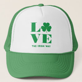 Gorra De Camionero Love Shamrock Clover Personalizado irlandés Textos