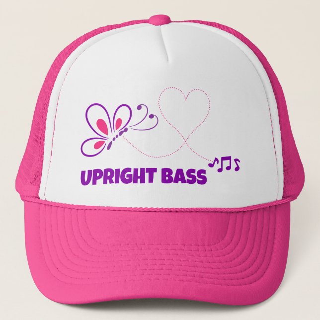 Gorra De Camionero Love Upright Bass Pink Purple Butterfly Heart (Anverso)