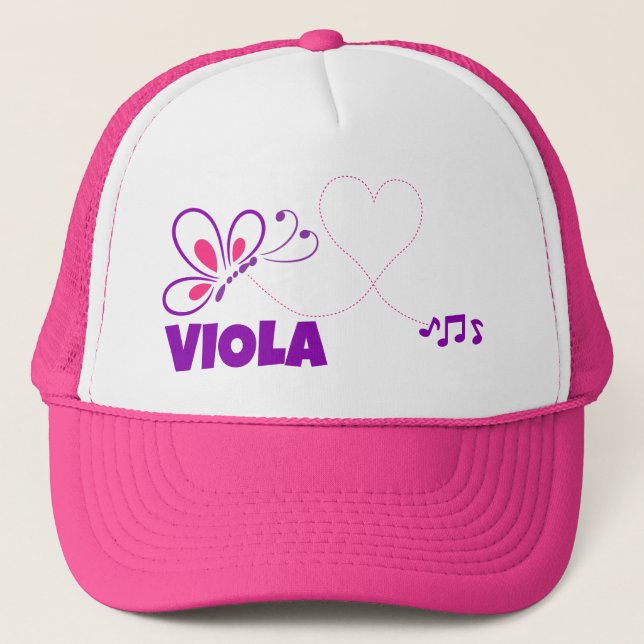 Gorra De Camionero Love Viola Pink Purple Butterfly Heart (Anverso)